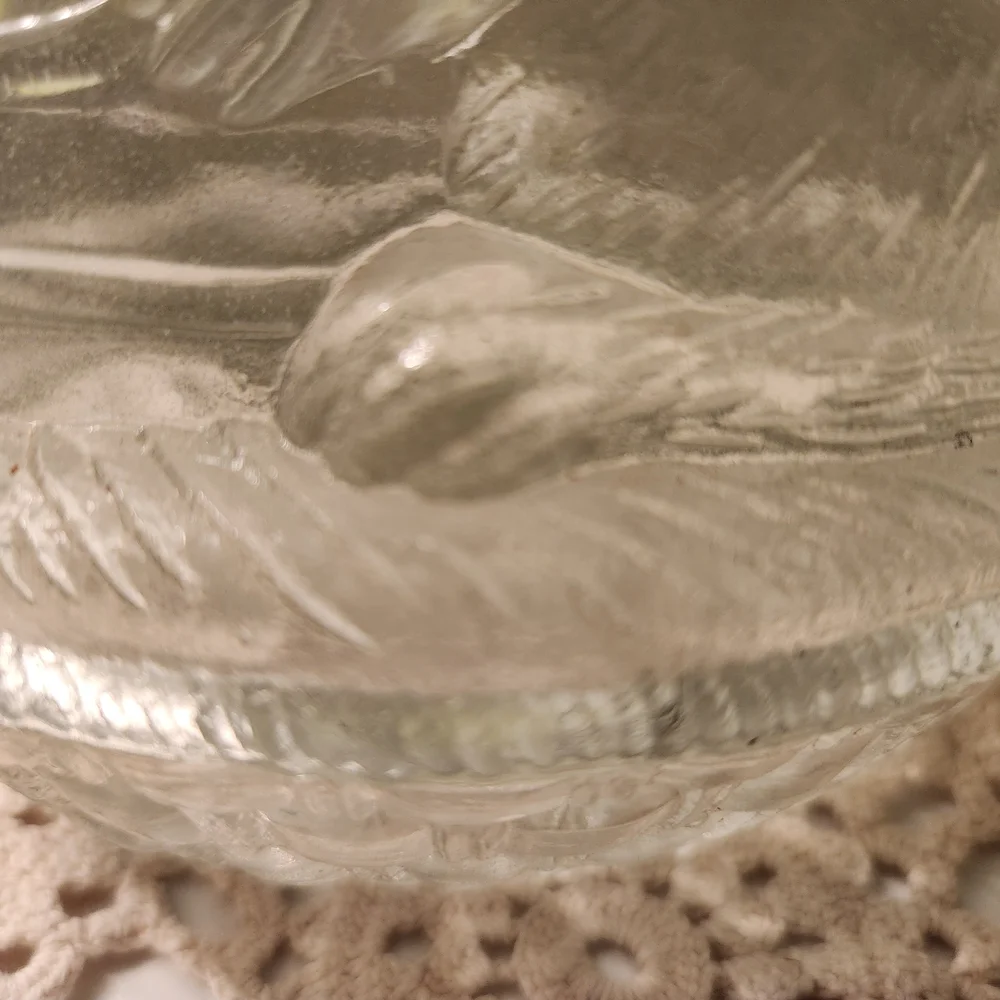 Pressed Glass Bunny On A Nest Easter Candy Dish / Trinket Dish